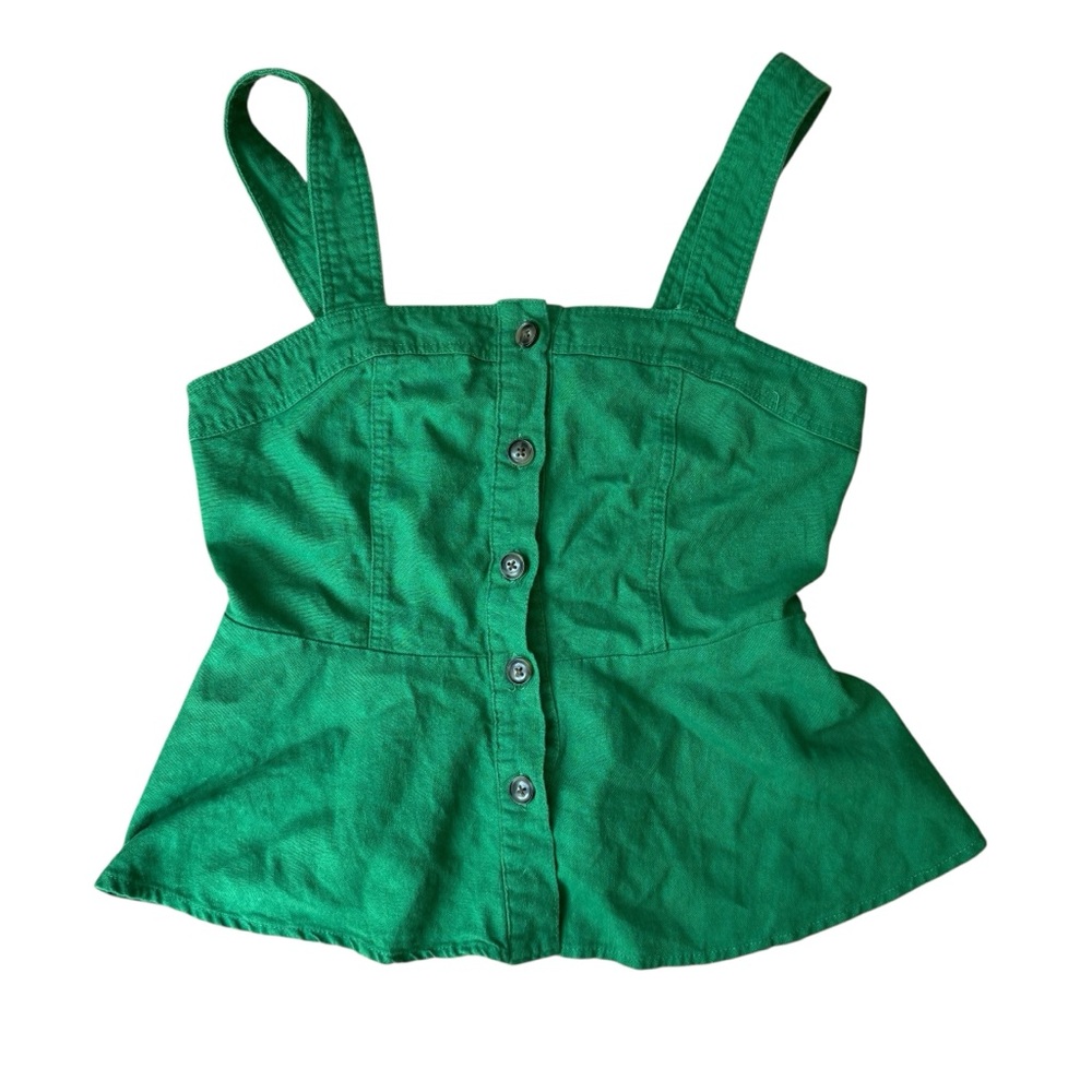 Who What Wear green linen peplum top XS - Picture 1 of 5